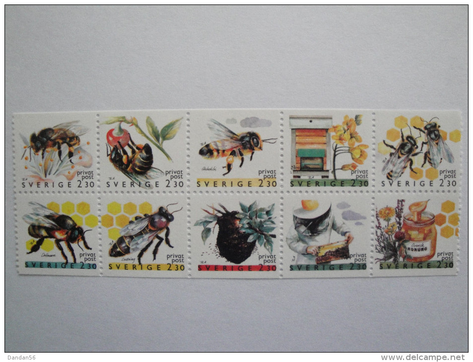 Suède 1990 Yv 1591 / 1600 **  Bees - Abeilles  --   Scott 1819 / 1828 -- - Neufs