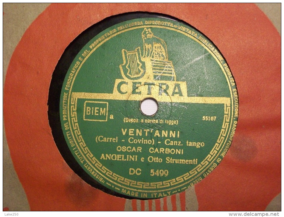 CETRA   - JEZEBEL Carla Boni,VENT'ANNI Oscar Carboni - 78 Rpm - Gramophone Records