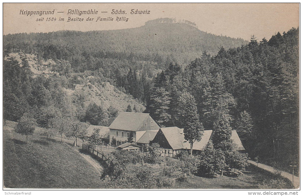 AK Krippengrund Gasthaus Rölligmühle Sächsische Schweiz Krippen Bei Kleingiesshübel Schöna Reinhardtsdorf Bad Schandau - Kleinhennersdorf