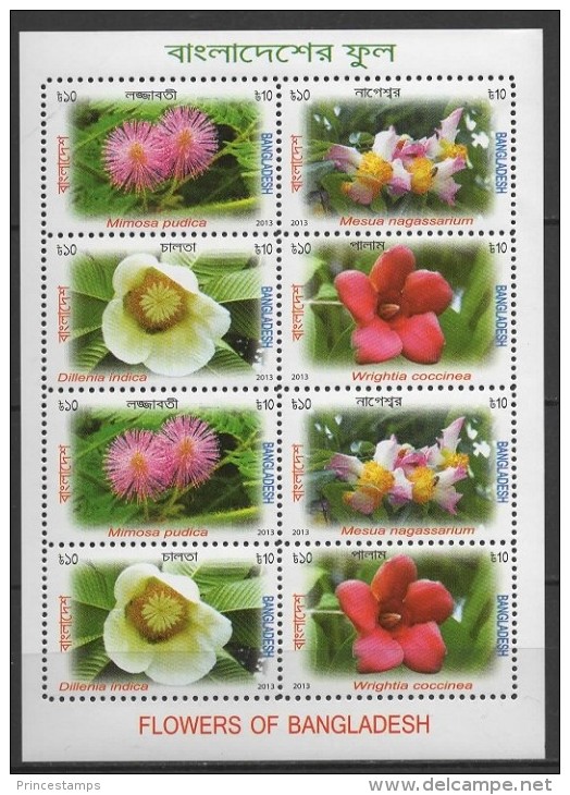 Bangladesh (2013) Yv. 997/1000 - MS  /  Blumen - Flowers - Fleurs - Flores - Fiori - Orchidees - Orchids - Orquideas - Orchideen