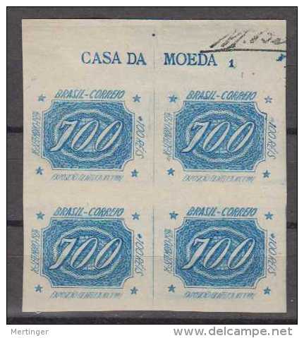 Brazil Brasil Mi# 411 ** MNH Block Of 4 INCLINADOS 1934 Corner Plate Number 1 - Nuevos