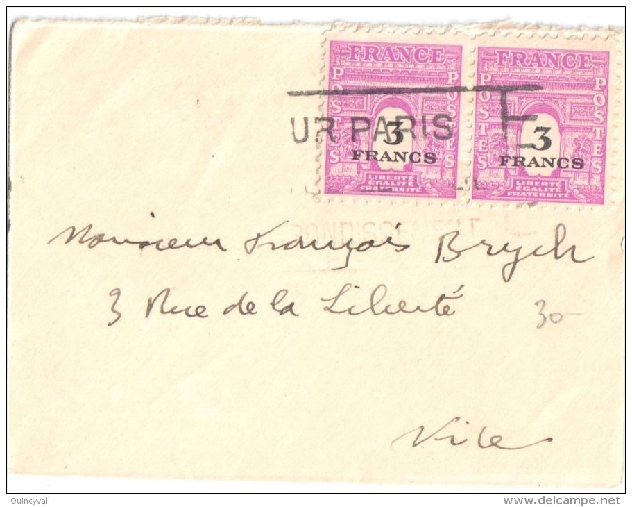 3156 Carte De Visite Arc De Triomphe 3 F Lilas Yv 711 - Storia Postale