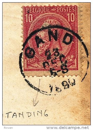 1890 BRIEF MET PZ 46(VARIETEIT ONTBREKENDE PERFORATIE) VAN GAND NAAR BRUXELLES 1 ZIE SCAN(S) - 1884-1891 Léopold II