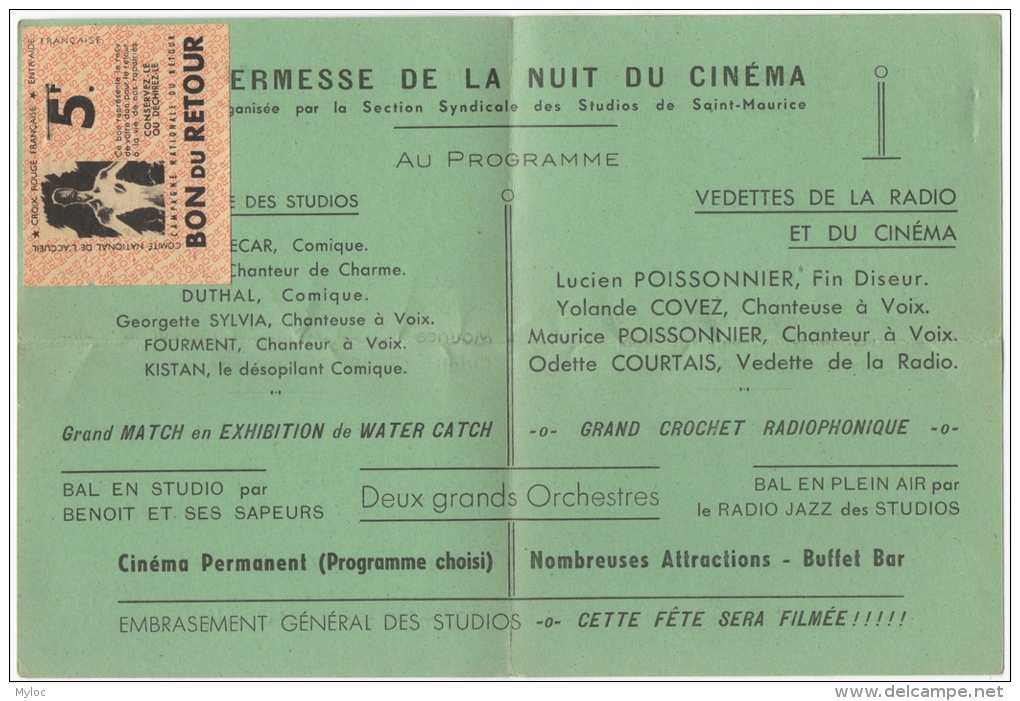 Programme. Section C.G.T. De St. Maurice. Kermesse De La Nuit Du Cinéma. 28/7/1945. - Programas