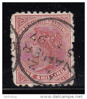 New Zealand Used Scott #67 1sh Queen Victoria - Perf Faults Cancel: Napier 97 - Gebruikt