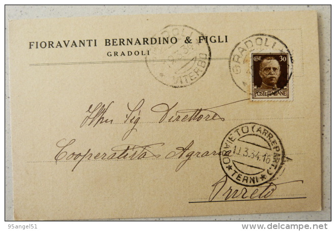 GRADOLI  VITERBO - FIORAVANTI BERNARDINO  & FIGLI 1934 X ORVIETO - Viterbo