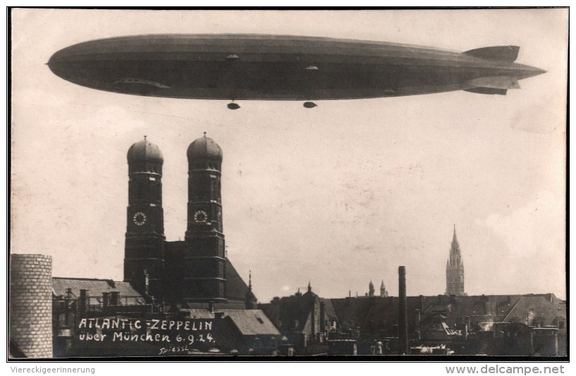 ! Fotokarte, Photo München 6.9.1924 Zeppelin LZ 126 ü.d, Frauenkirche, Luftschiff, Bayern, DIRIGEABLE - München