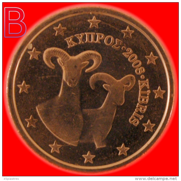 * TWO VARIETIES FINLAND ★ CYPRUS 2 CENTS 2008 DIES A And B! MINT LUSTRE!  LOW START &#9733; NO RESERVE! - Zypern