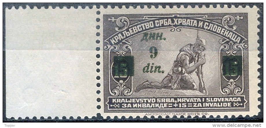 YUGOSLAVIA - JUGOSLAVIA -  ERROR OVPT I- Ovpt.  " 9 Din "  - **MNH - 1922 - Ongebruikt
