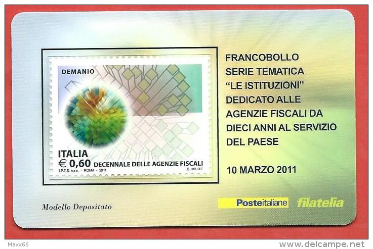 TESSERA FILATELICA ITALIA - 2011 - 10º Anniversario Delle Agenzie Fiscali - Agenzia Del Demanio - Cartes Philatéliques