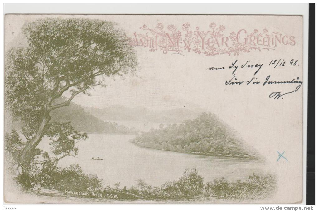 NSW103 /  AUSTRALIEN -  / New Year Greetings 1898-99, Stateonery / Ganzsache,  Ex Sydney - Storia Postale