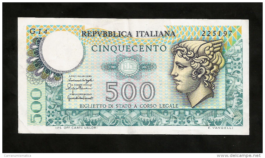 REPUBBLICA ITALIANA - 500 Lire MERCURIO (Decr. 05 / 06 / 1976 E 20 / 12 / 1976) - 500 Lire