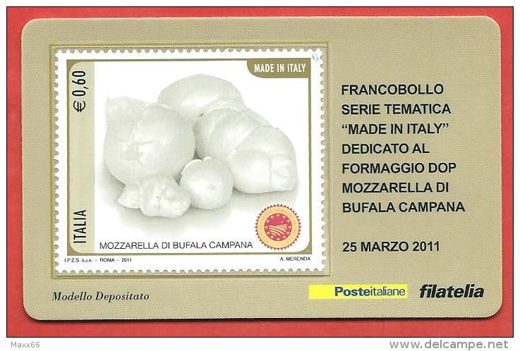 TESSERA FILATELICA ITALIA - 2011 - Made In Italy - Formaggi - Mozzarella Di Bufala Campana - Cartes Philatéliques