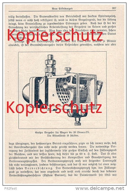 Original Zeitungsbericht - 1926 - Vergaser Für Automobile Und Flugzeuge , Technik , Oldtimer , Flugzeug !!! - KFZ