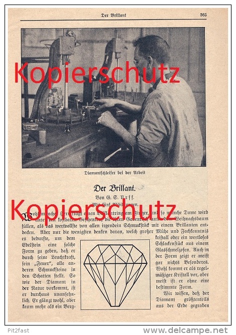 Original Zeitungsbericht - 1926 - Der Brillant , Edelstein , Schmuck , Juwel , Juwelier , Fingerring !!! - Diamond