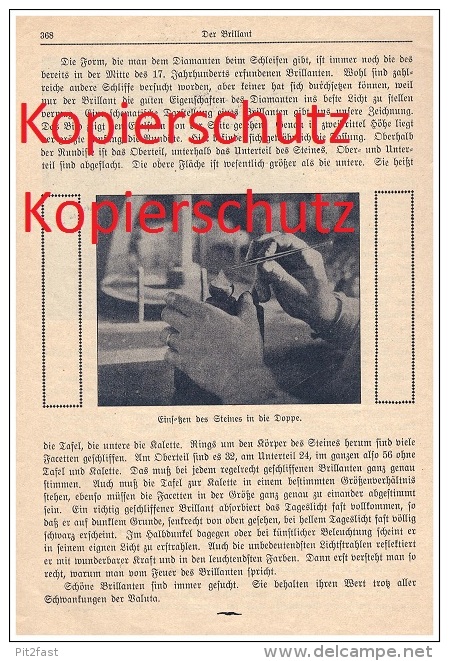 Original Zeitungsbericht - 1926 - Der Brillant , Edelstein , Schmuck , Juwel , Juwelier , Fingerring !!! - Diamant