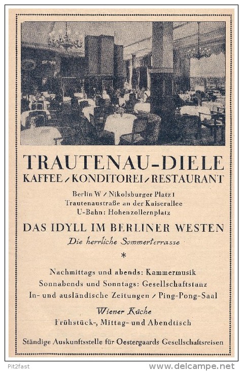 Original Werbung - 1926 - Trautenau-Diele , Berlin , Kaffee , Konditorei , Restaurant , Nikolsburger Platz !!! - Wilmersdorf