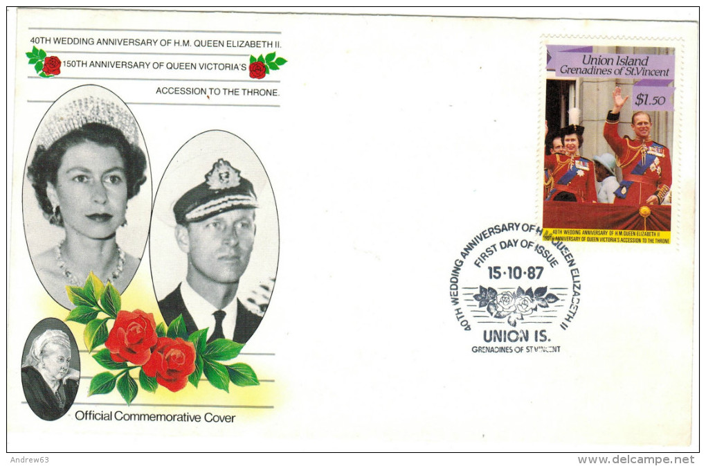 GRENADINES OF ST VINCENT - 1987 - 40th Royal Ruby Wedding - Queen Elisabeth II & Prince Philip - FDC - St.Vincent E Grenadine