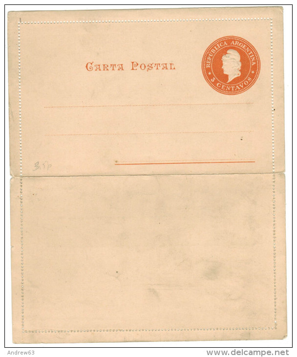 ARGENTINA - CARTA POSTAL 3 CENTAVOS - ESTATUA DE SAN MARTIN - Carte Postale - Postal Card - Intero Postale - Entier P... - Postal Stationery