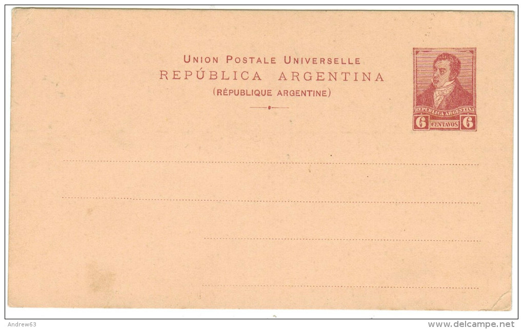 ARGENTINA - ARGENTINE - 6 Centavos - Carte Postale - Postal Card - Intero Postale - Entier Postal - Postal Stationery... - Interi Postali