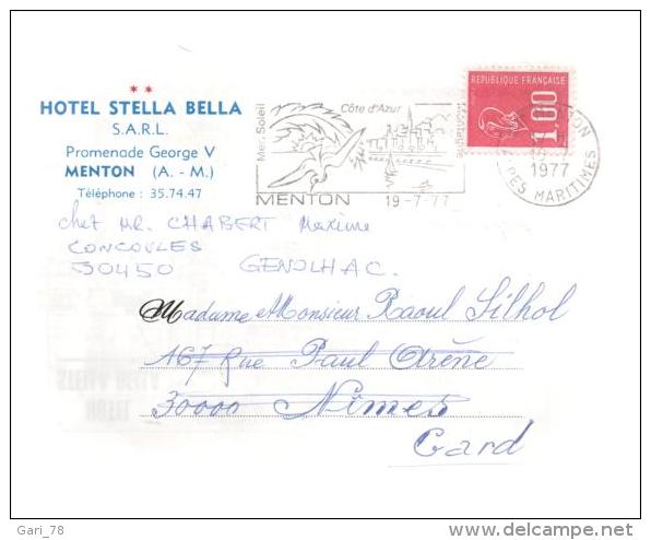 Lettre Carte Postale HOTEL  STELLA BELLA Promenade George V à Menton - Menton