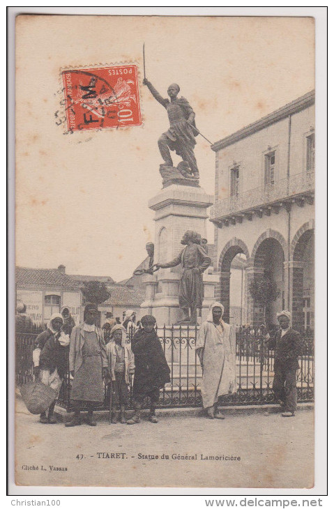 TIARET : STATUE DU GENERAL LAMORICIERE - ECRITE EN 1912 - 2 SCANS - - Tiaret