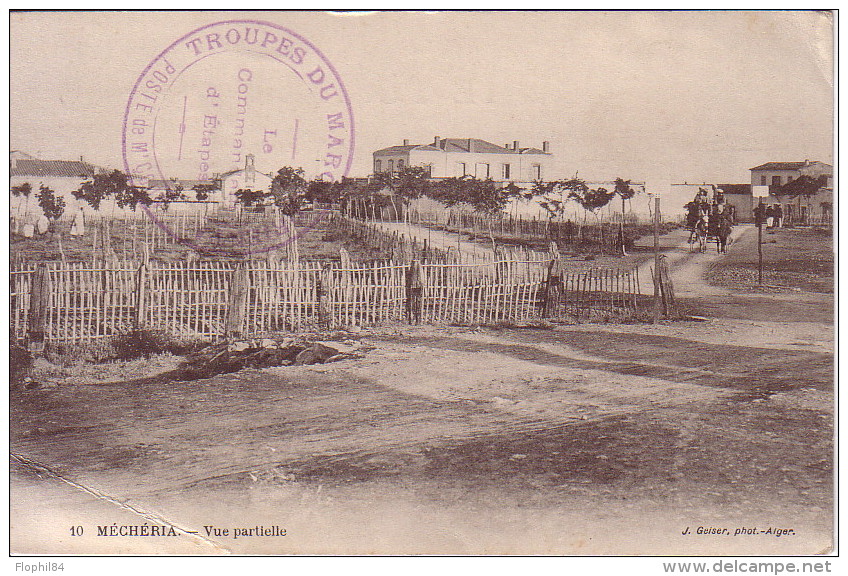 MAROC  - TROUPE DU MAROC ORIENTAL POSTE DE M'GOUN LE COMMANDANT D'ETAPES - CARTE POSTALE DE MECHERIA - VERSO GRIFFE LINE - Briefe U. Dokumente