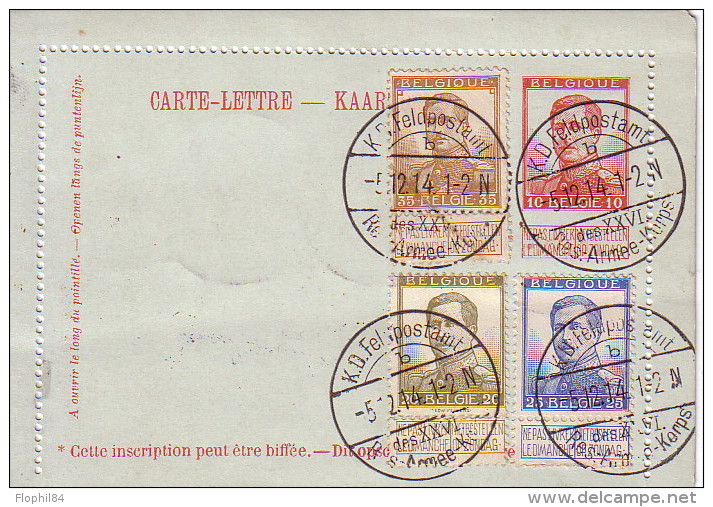 BELGIQUE - DEMI CARTE LETTRE ENTIER POSTAL AVEC COMPLEMENT D'AFFRANCHISSEMENT - OBLITERATION ALLEMANDE DU 5-12-1914- - Lettres & Documents