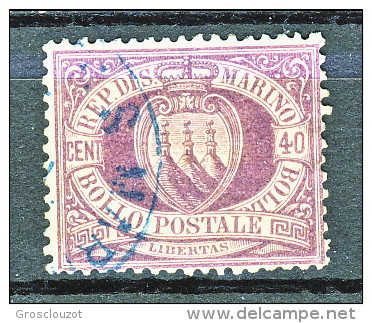 San Marino 1877 N. 7 C. 40 Lilla Scuro Usato Cat &euro; 160 - Usados