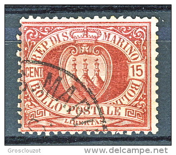 San Marino 1892-94  N. 15 C. 15 Bruno Carminio Usato - Usati