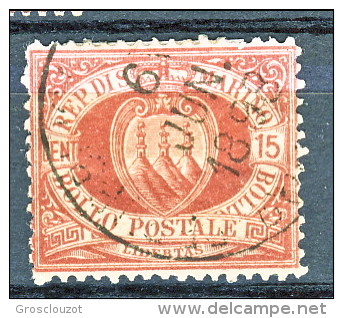 San Marino 1892-94  N. 15 C. 15 Bruno Carminio Usato - Used Stamps