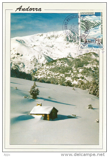 Les Vallées D'Andorre L'hiver.  Une Carte-maximum - Maximum Cards