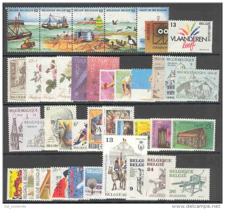 BELGIE 1988 Xx VOLLEDIG JAAR / L'ANNEE COMPLETE COB . 2273/2311 - 39 W/V + 2 BL - COTE: 70.00 EURO - Jahressätze