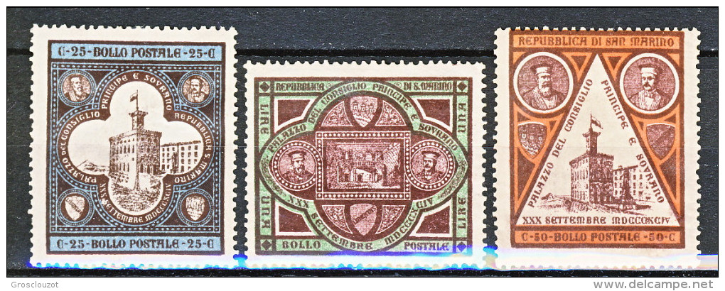 San Marino 1894 Inaugurazione Palazzo Governo N. 23-25 MH - Unused Stamps