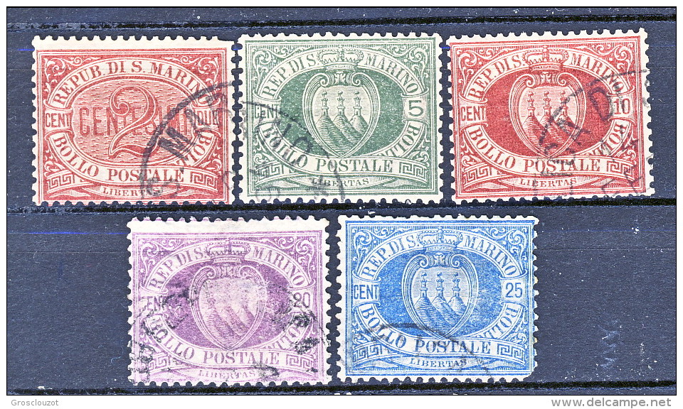 San Marino 1894 Stemma N. 26 - 30 MH Usati - Usados