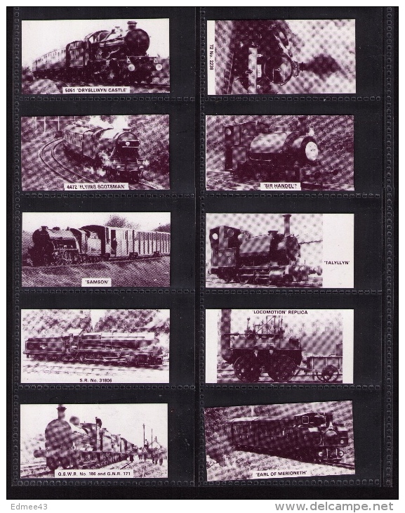 Série Complète De 20 Petites Photos (trade Cards) « Preserved Railway Locomotives », Hobbypress, 1983 - Chemin De Fer