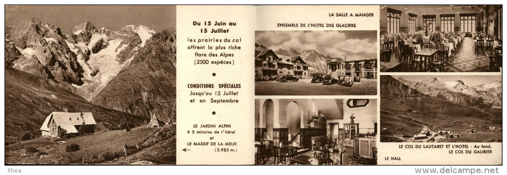 05 - COL DU LAUTARET - CARTE PUBLICITAIRE Hotel Des Glaciers Et Carte De Visite - Dépliants Touristiques