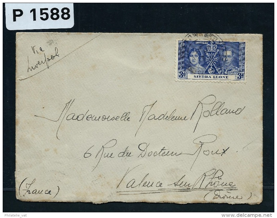 GB- SIERRA LEONE  LETTRE DE FREEETOWN  POUR LA FRANCE  1933  VIA LIVERPOOL   A VOIR - Sierra Leone (...-1960)