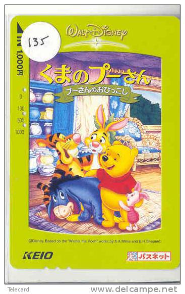 Carte Prépayée Japon (135)  DISNEY JAPAN * WINNIE THE POOH *  PREPAID CARD * FILM MOVIE CINEMA KINO - Disney