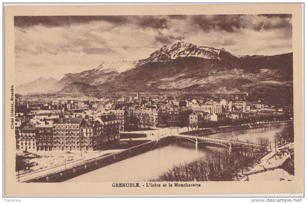 Cpa,grenoble,vue Sur La Ville,isère,pont,immeuble ,la Moucherotte,en Plein Orage,photo Célèbre Photographe ODDOUX,38 - Grenoble