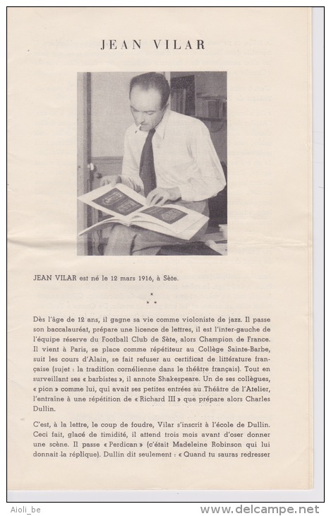 Les Grands Galas Parisiens - Gaston Ariën, Gerard Philipe. Cercle Royal Artistique. -Anvers 30 Janv. 1952 ....Ford - Programmes