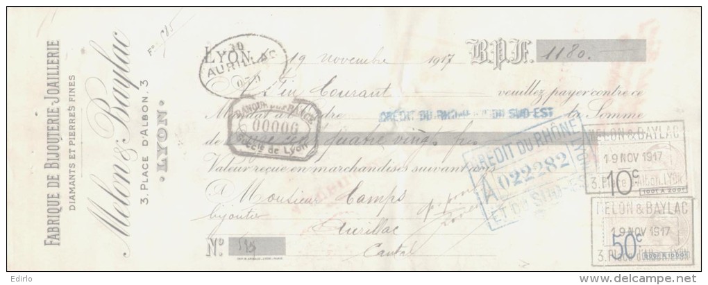 LETTRE DE CHANGE - 1909 - Fabrique De Bijouterie Diamants Et Pierres Fines MELON ET BAYLAC - TTB - 1900 – 1949