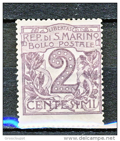 San Marino 1903 Cifra E Veduta N. 34 C. 2 Violetto Bruno MNH, Fresco E Ben Centrato - Unused Stamps