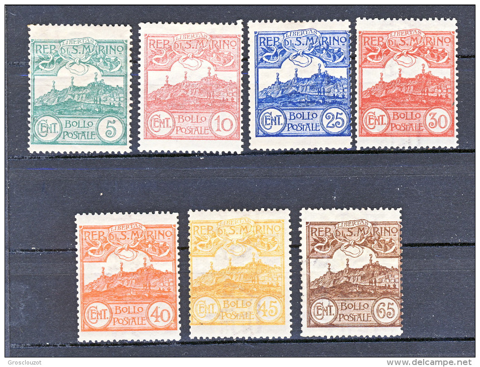 San Marino 1903 Cifra E Veduta N. 35-36, 38-42 MH Molto Freschi - Unused Stamps