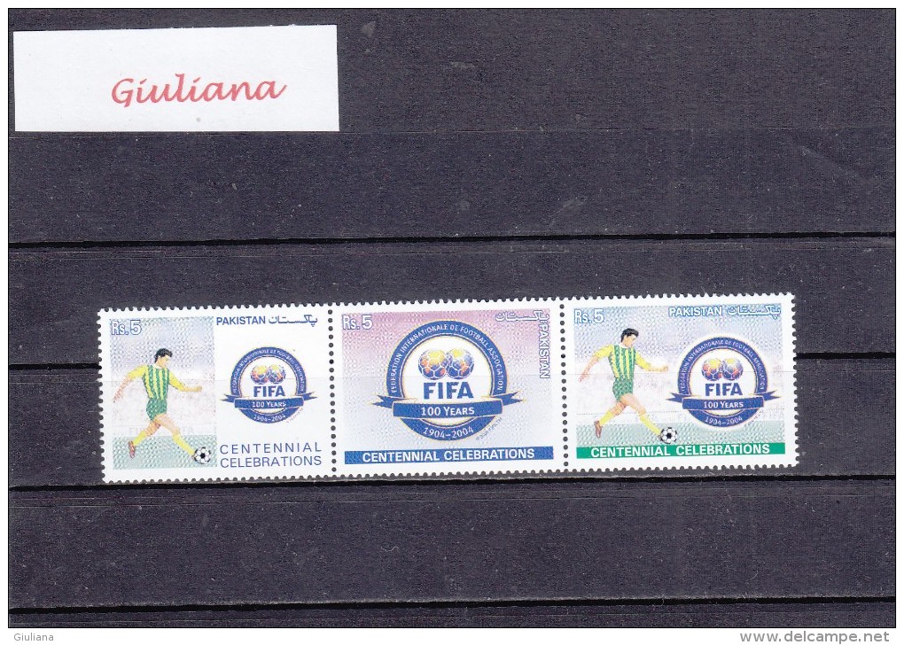 Pakistan 2004 - Yt 1152/54**  Trittico   100^ Ann. FIFA - Unused Stamps