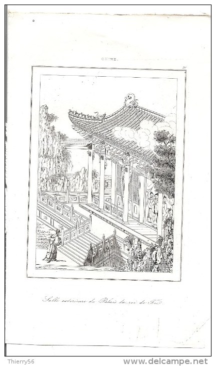 CHINE CHINA Gravure 1837 - Salle Extérieure Du Palais Du Roi De Tsi - -Firmin Didot Frères éditeurs. - Prints & Engravings