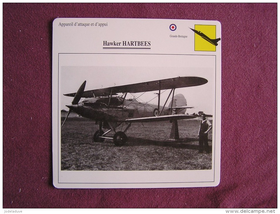 HAWKER Hartbees   FICHE AVION Avec Description  Aircraft Aviation - Avions
