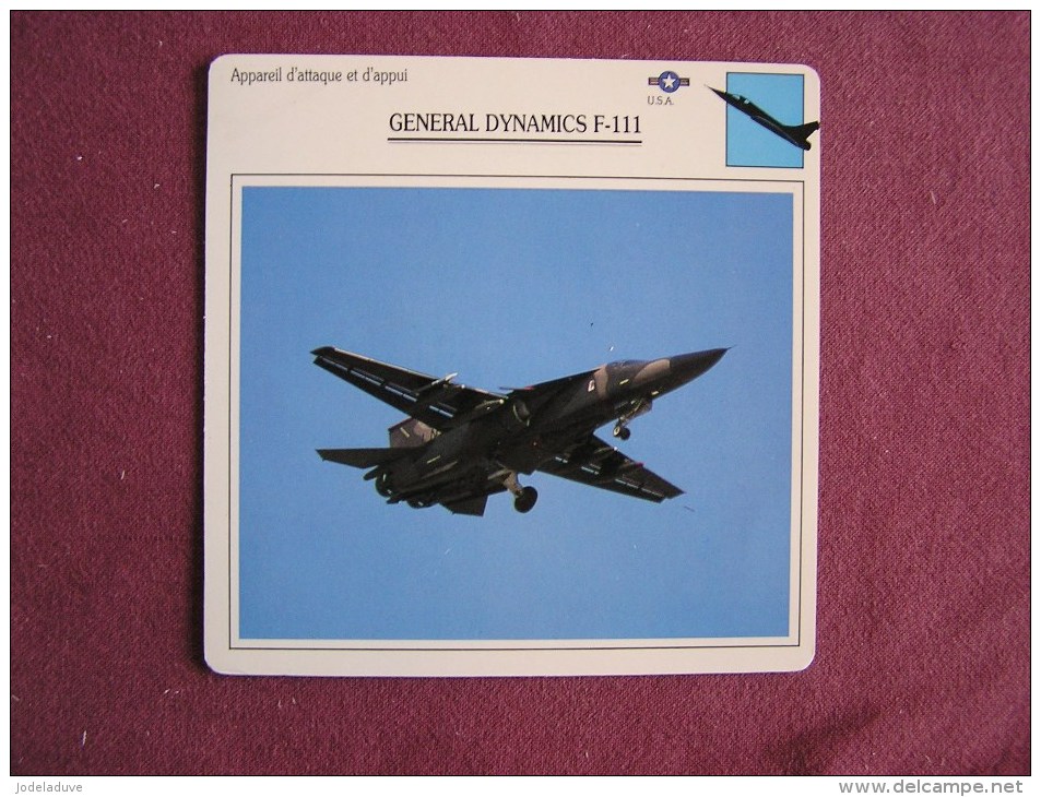 GENERAL DYNAMICS F 111    FICHE AVION Avec Description  Aircraft Aviation - Avions