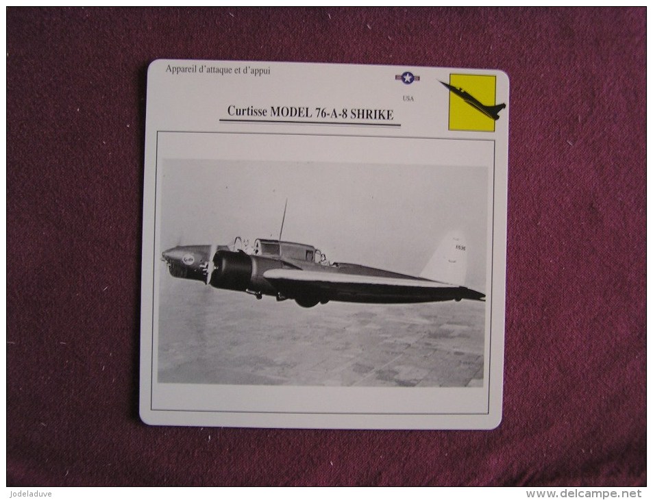 CURTISS Model 76 A-8 Shrike   FICHE AVION Avec Description  Aircraft Aviation - Avions