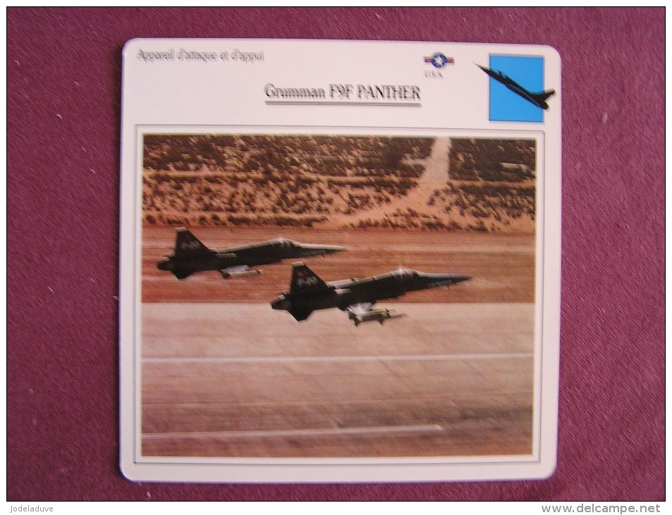 GRUMMAN F9F Panther  FICHE AVION Avec Description  Aircraft Aviation - Vliegtuigen